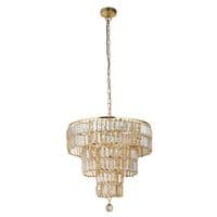 Empire 5Lt Pendant - Satin Brass Metal & Champagne Glass