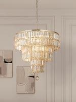 Empire 5Lt Pendant - Satin Brass Metal & Champagne Glass