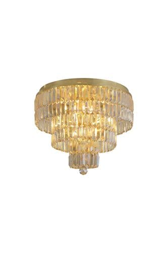 Empire 6lt Flush, Satin Brass and Champagne Glass - IP44