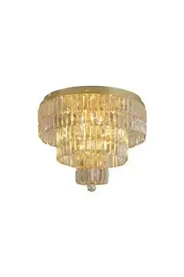 Empire 6lt Flush, Satin Brass and Champagne Glass - IP44 TFB61321-6SB