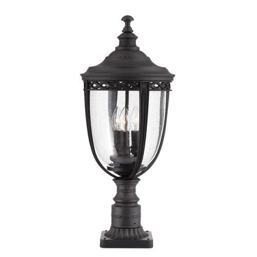 English Bridle 3 Light Large Pedestal - Black FE-EB3-L-BLK