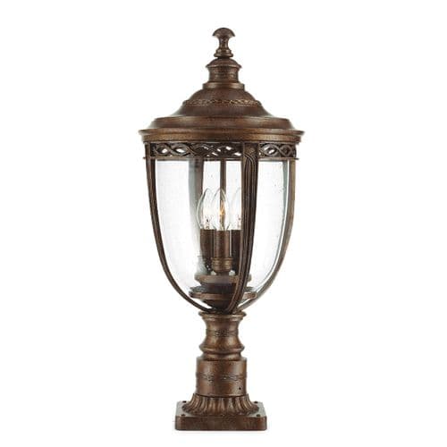 English Bridle 3 Light Large Pedestal - British Bronze FE-EB3-L-BRB