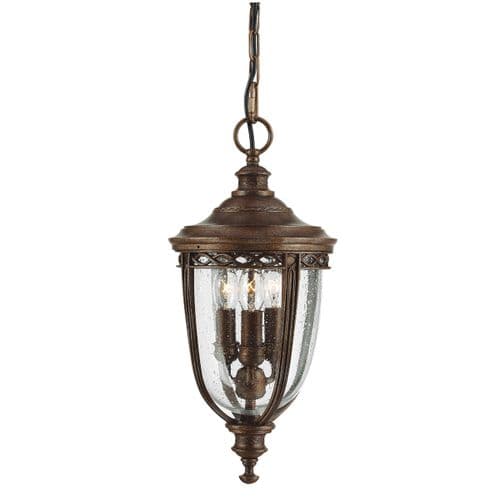 English Bridle 3 Light Medium Chain Lantern - British Bronze FE-EB8-M-BRB