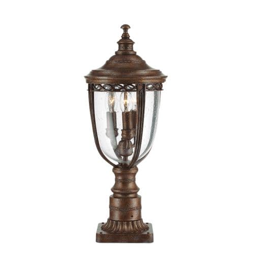 English Bridle 3 Light Medium Pedestal - British Bronze FE-EB3-M-BRB