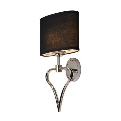 Falmouth 2 Light Wall Light - Polished Chrome/ Black Shade