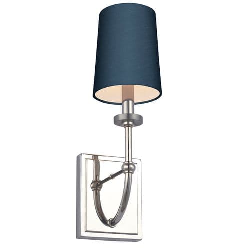 Felixstowe 1 Light Wall Light - Polished Chrome, Breton Faux Silk Shade QN-FELIXSTOWE1-B