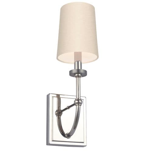 Felixstowe 1 Light Wall Light - Polished Chrome, Scallop Faux Silk Shade QN-FELIXSTOWE1-C