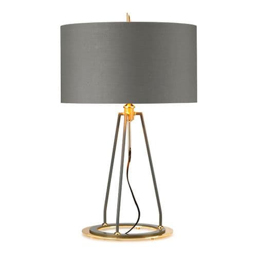 Ferrara Table Lamp - Dark Grey Polished Gold with Grey with Metallic Gold Lining Shade FERRARA-TL-GP