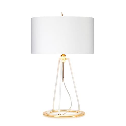 Ferrara Table Lamp - White Polished Gold with White with Metallic Gold Lining Shade FERRARA-TL-WPG