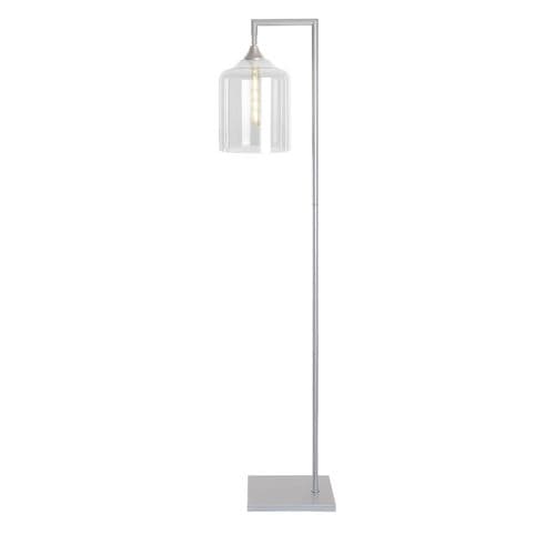 Floor Lamp 1 Light in Matt Silver 10 Hand Blown Glass