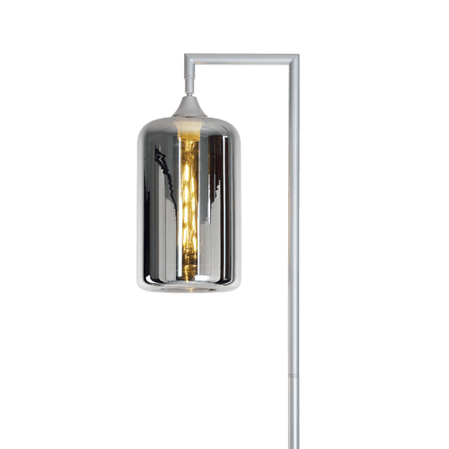 Floor Lamp 1 Light in Matt Silver 11 Hand Blown Glass