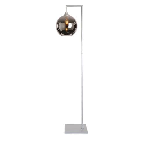 Floor Lamp 1 Light in Matt Silver 13 Hand Blown Glass