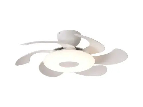 Flowers LED Dimmable Ceiling Light DC Reversible Fan, Remote Control White