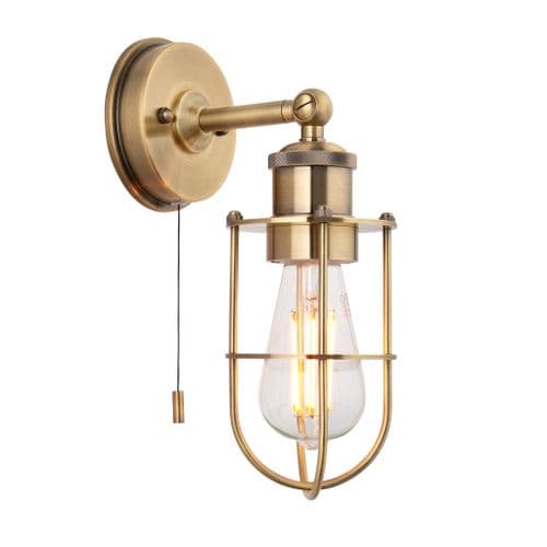 FOE Lighting 1 light Bathroom Wall Light Metal finish in Antique brass plate