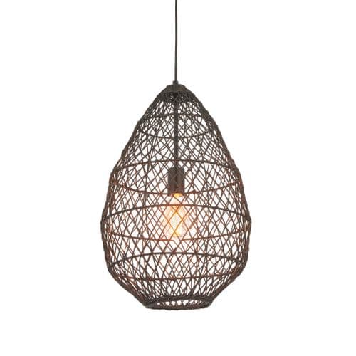 FOE Lighting 1 light Pendant Light Single finish in Black rattan & matt black
