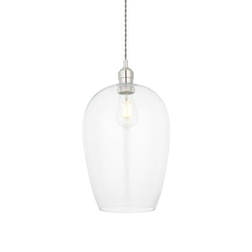 FOE Lighting 1 light Pendant Light Single finish in Bright nickel & clear glass