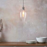 FOE Lighting 1 light  Pendant Light Single finish in Bright nickel plate & clear glass