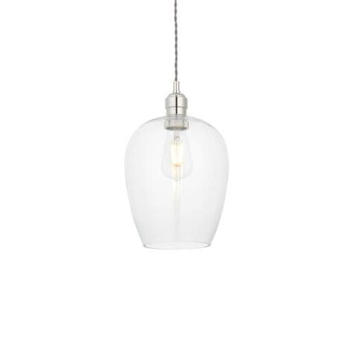 FOE Lighting 1 light Pendant Light Single finish in Bright nickel plate & clear glass