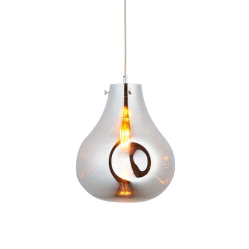 FOE Lighting 1 light Pendant Light Single finish in Chrome metallic glass & chrome