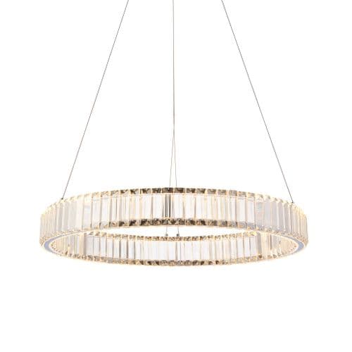 FOE Lighting 1 light Pendant Light Single finish in Chrome plate & clear crystal