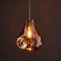 FOE Lighting 1 light  Pendant Light Single finish in Copper metallic glass & chrome