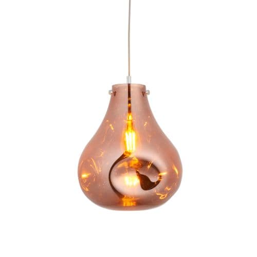 FOE Lighting 1 light Pendant Light Single finish in Copper metallic glass & chrome