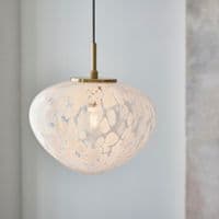 FOE Lighting 1 light  Pendant Light Single finish in Satin brass plate & white confetti glass