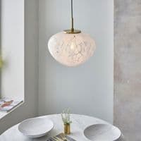 FOE Lighting 1 light  Pendant Light Single finish in Satin brass plate & white confetti glass