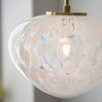 FOE Lighting 1 light  Pendant Light Single finish in Satin brass plate & white confetti glass