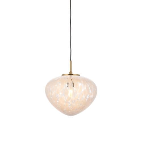 FOE Lighting 1 light Pendant Light Single finish in Satin brass plate & white confetti glass