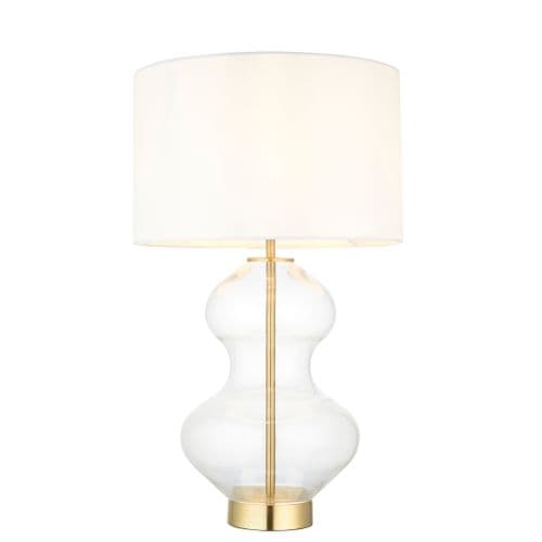 FOE Lighting 1 light Table Light finish in Satin brass plate & clear glass with white fabric