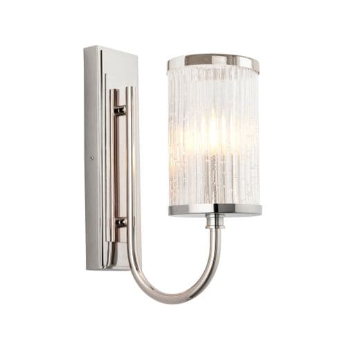 FOE Lighting 1 light Wall Light Glass finish in Bright nickel plate & ribbed bubble glass