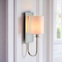 FOE Lighting 1 light  Wall Light Shade finish in Bright nickel plate & vintage white fabric