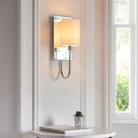 FOE Lighting 1 light  Wall Light Shade finish in Bright nickel plate & vintage white fabric