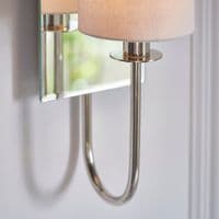 FOE Lighting 1 light  Wall Light Shade finish in Bright nickel plate & vintage white fabric