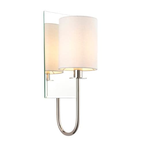 FOE Lighting 1 light Wall Light Shade finish in Bright nickel plate & vintage white fabric