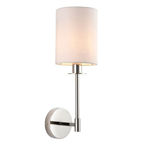 FOE Lighting 1 light Wall Light Shade finish in Bright nickel plate & white fabric