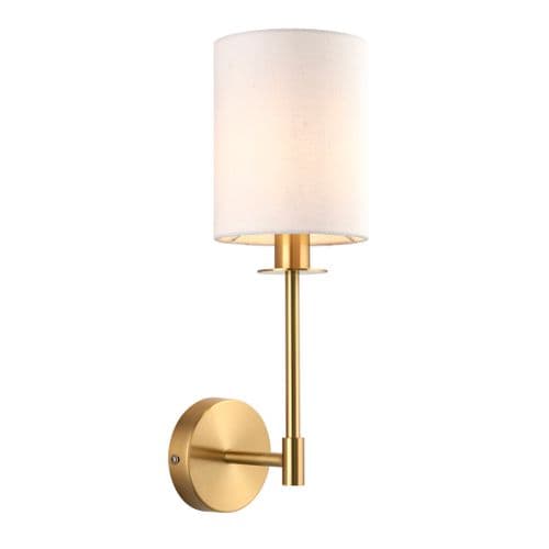FOE Lighting 1 light Wall Light Shade finish in Satin brass plate & white fabric