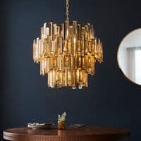 FOE Lighting 15 light  Pendant Light Single finish in Gold effect plate & champagne crystal