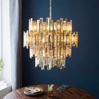 FOE Lighting 15 light  Pendant Light Single finish in Gold effect plate & champagne crystal
