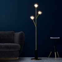 FOE Lighting 3 light  Floor Light Complete finish in Satin brass plate & clear/frosted glass