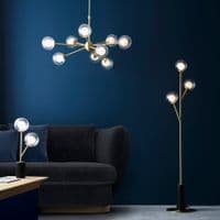 FOE Lighting 3 light  Floor Light Complete finish in Satin brass plate & clear/frosted glass