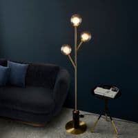FOE Lighting 3 light  Floor Light Complete finish in Satin brass plate & clear/frosted glass