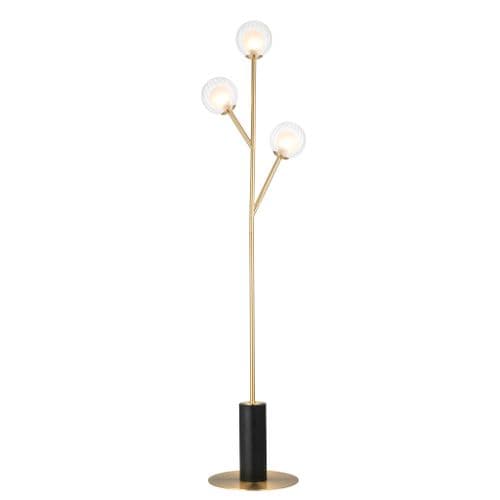 FOE Lighting 3 light Floor Light Complete finish in Satin brass plate & clear/frosted glass