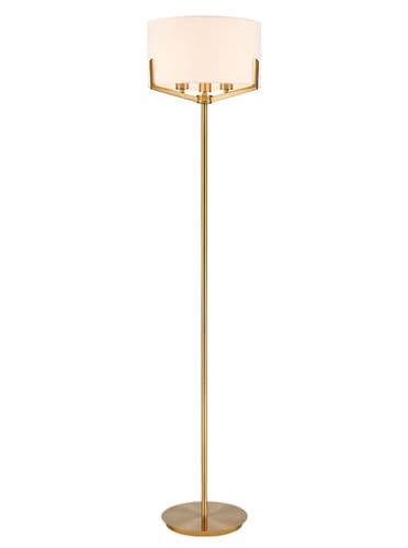Franklite Clifton 3 light Dimmable Floor Lamp Aged Brass and Cream Shade SL263
