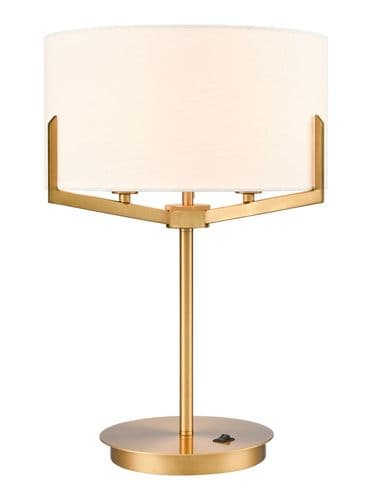 Franklite Clifton Dimmable Table Lamp Aged Brass Aged Brass Cream Shade TL206