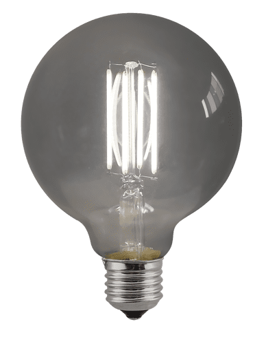 G1258CFDS - 8W E27 SMOKED LED G125 4000k, Dimmable Smoked