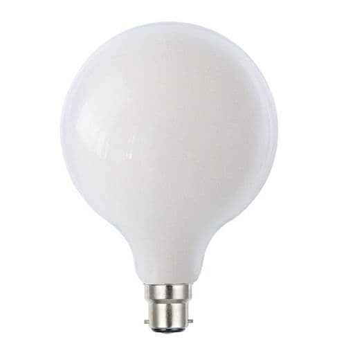 G125B8WFDO - 8W LED B22/BC G125 Globe, 2700k, Opal G125 G125B8WFDO