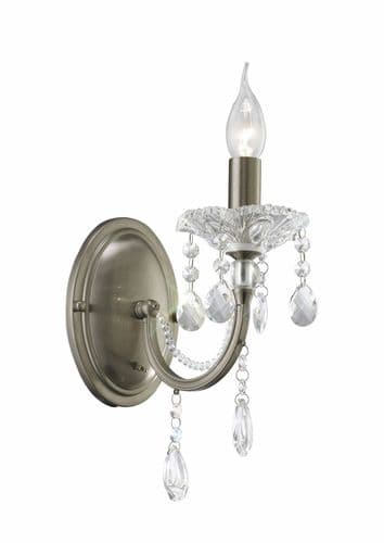 Gabby Wall Lamp Switched 1 Light E14 Satin Nickel/Crystal