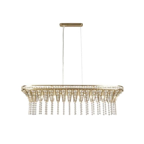 Gemma 8Lt Bar Pendant - Satin Brass & Clear Crystal